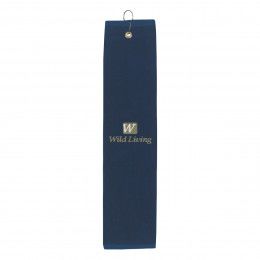 Navy 100% Cotton Custom Made Golf Towels with Logo Embroidery