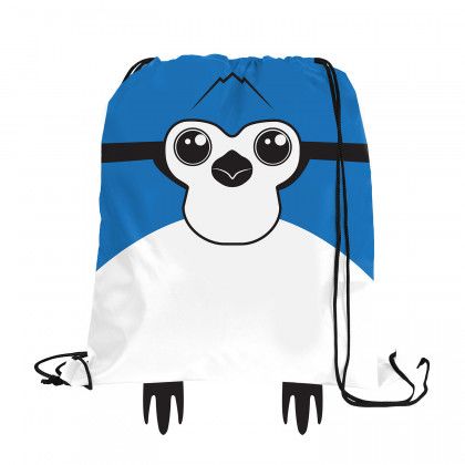 Custom Children’s Drawstring Backpacks | Paws ‘N’ Claws Sport Pack | Wholesale Animal Print Drawstring Backpacks - Blue Jay