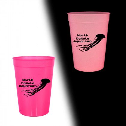 Nite Glow Stadium Cup 12 oz. with Logo Neon Pink