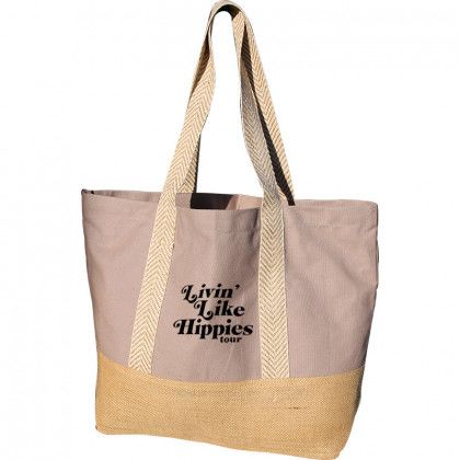 Promotional County Line Khaki Cotton & Jute Tote