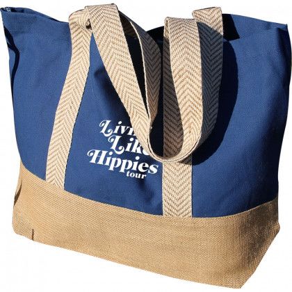 Promotional County Line Navy Cotton & Jute Tote