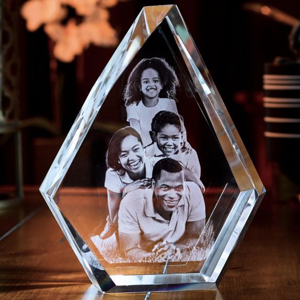 Prestige Shaped Crystal with Lifelike Photo | Customized Gift for Housewarming