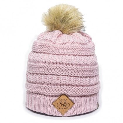 Rose Gold  Premium Knit Beanie with Faux Fur Pom