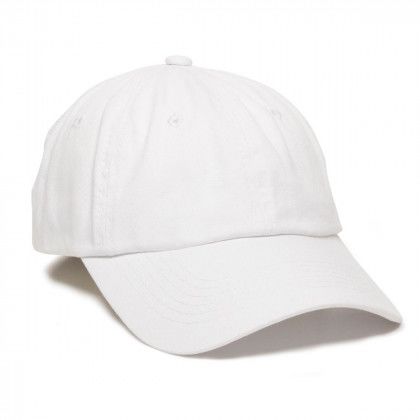 White Cotton Twill Low Crown Embroidered Cap