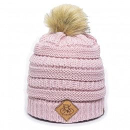 Rose Gold  Premium Knit Beanie with Faux Fur Pom