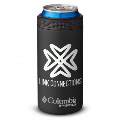 Custom Columbia PFG Vacuum Slim Can Cooler with Logo - Black