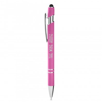 Logo Core 365 Rubberized Aluminum Click Style Pen - Charity pink