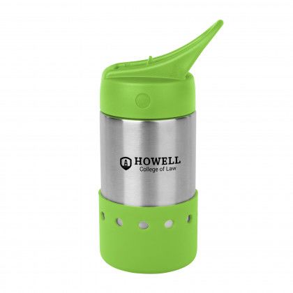 Printed 14 oz Stainless Steel Rockwell Bottle - Silver with Lime green