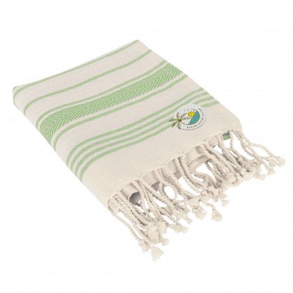 Logo Embroidered Bungalow Beach Towel Blanket - Lime with natural