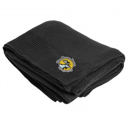 Logo Embroidered Sinclair Soft Knit Throw Blanket - Black