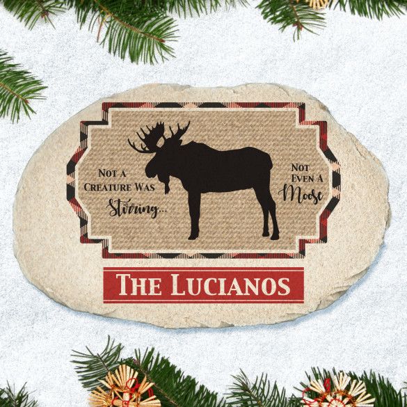 Holiday Moose Personalized Garden Stone