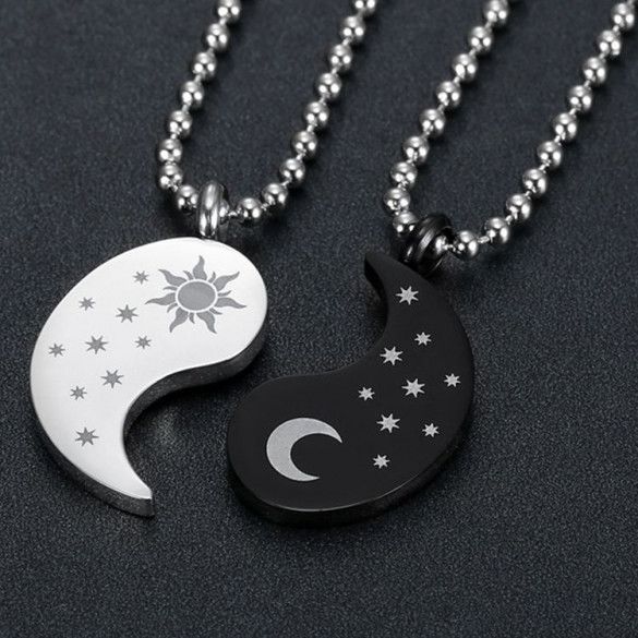 Engraved Yin Yang Necklace For Couple | His and Hers Yin Yang Pendant