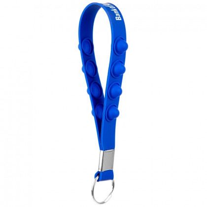 Imprinted Logo Popper Stress Reliever Key Chain - Blue