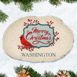 Winter Cardinal Personalized Garden Stone