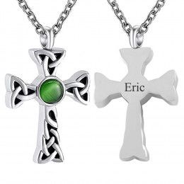 Engraved Celtic Cross Memorial Urn Pendant