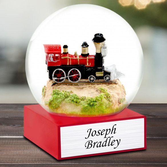 Red Steam Train Personalized Snow Globe