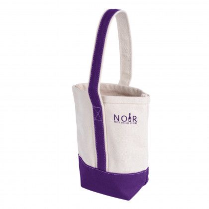 Custom Logo Deux Wine Bottle Tote Bag - Natural with purple