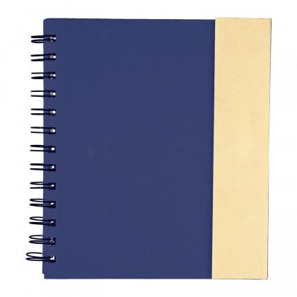 Custom Lock-It Blue Spiral Sticky Flag Recycled Notebook & Pen