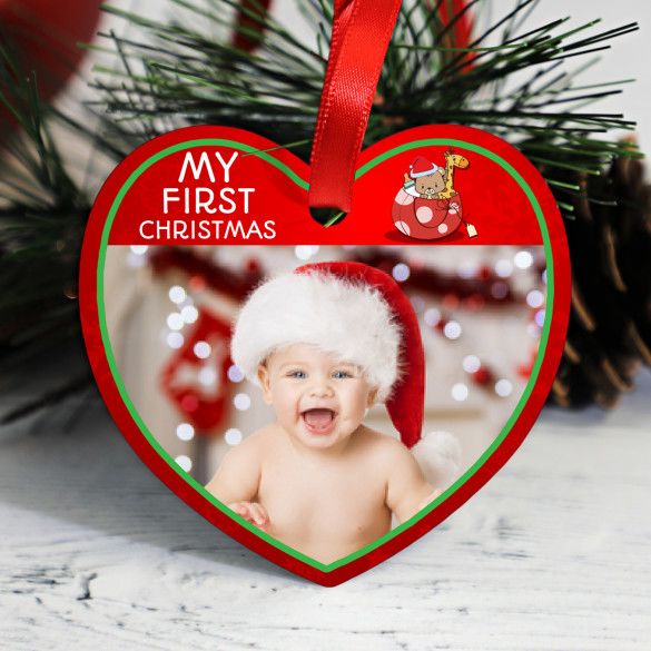 My First Christmas Photo Heart Ornament For Baby