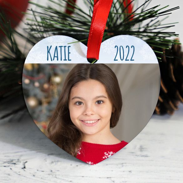 Custom Heart Photo Ornament With Name