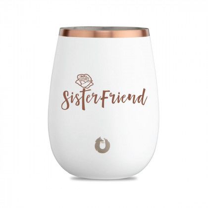 Printed Snowfox 13 oz Stemless Wine Tumbler - White