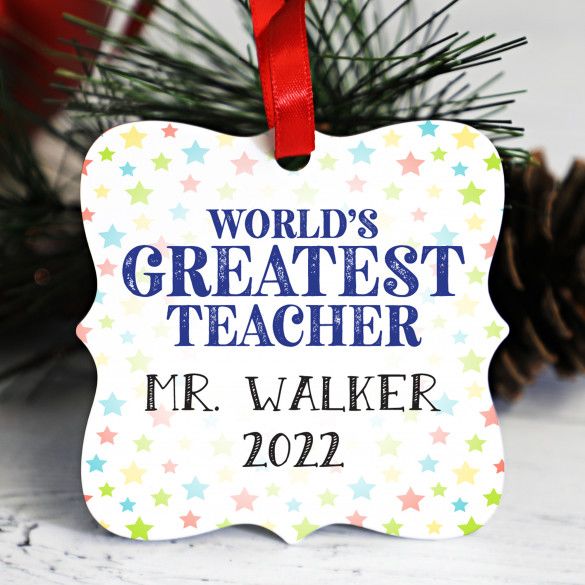 World's Greatest Teacher Custom Holiday Ornament