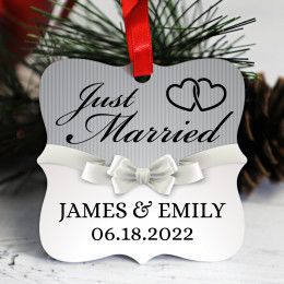 Just Married Personalized Prague Style Ornament