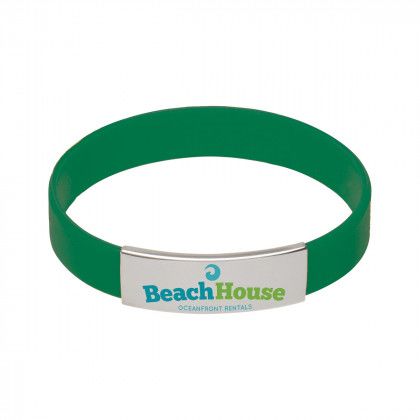 Logo Silicone Bracelet w/ Metal Accent - Green Logo Silicone Bracelet w/ Metal Accent - Green