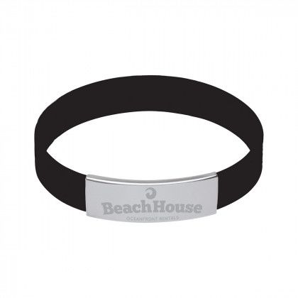 Logo Silicone Bracelet w/ Metal Accent - Black