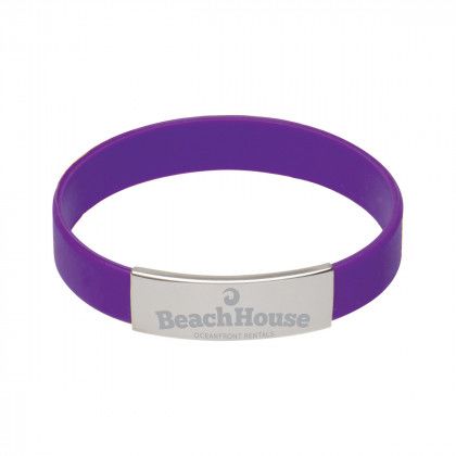 Logo Silicone Bracelet w/ Metal Accent - Purple