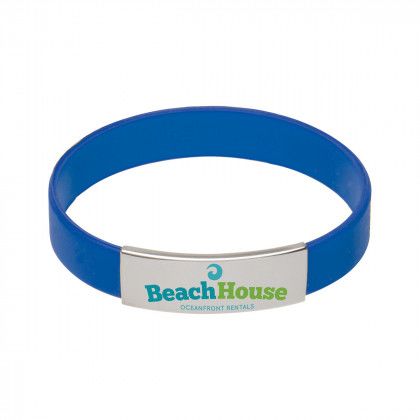 Logo Silicone Bracelet w/ Metal Accent - Royal Blue Logo Silicone Bracelet w/ Metal Accent - Royal Blue