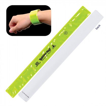 Printed Logo Reflective Safety Slap Bracelet  - Neon Yellow