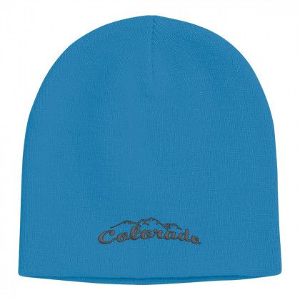 Custom Acrylic Knit Logo Embroidered Beanie Caps - Light Blue