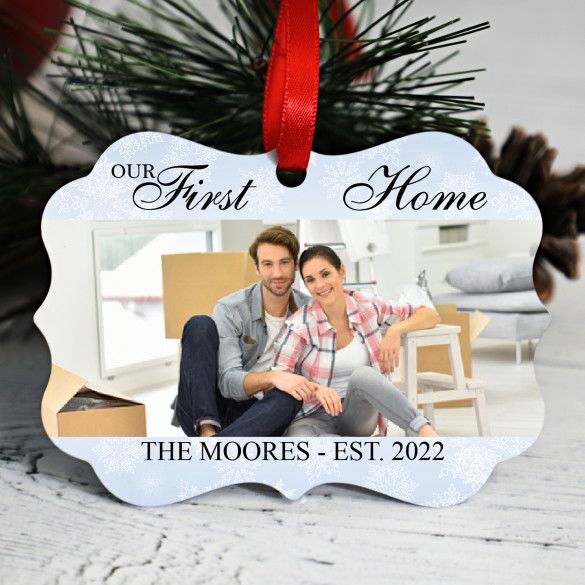 Our First Home Scalloped Edged Photo Ornament