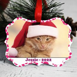 Kitty Prints Photo Christmas Ornament for Cats