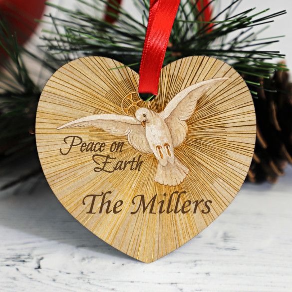 Peace On Earth Personalized Heart Ornament