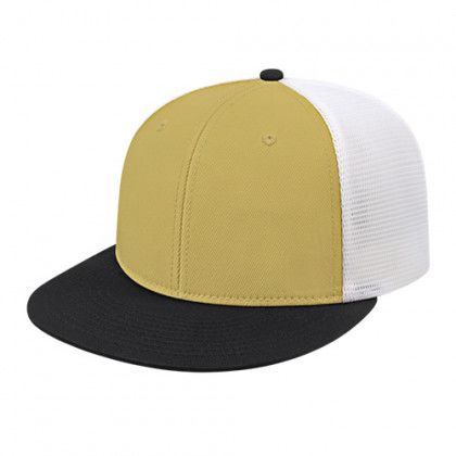 Custom Vegas Gold/Black/White Flexfit Trucker Mesh Back Cap