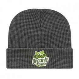 Promotional Waffle Knit Cap with Cuff - Dark Heather