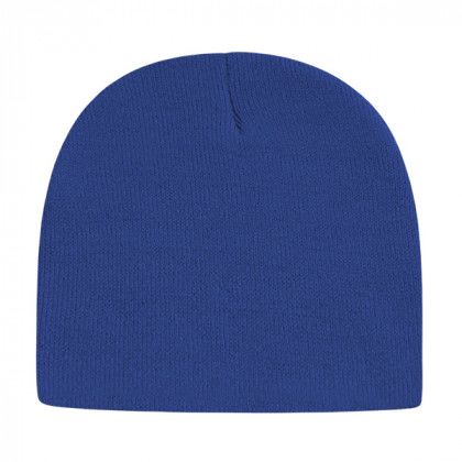 Logo Embroidered Custom Solid Knit Beanies - Sesame Blue