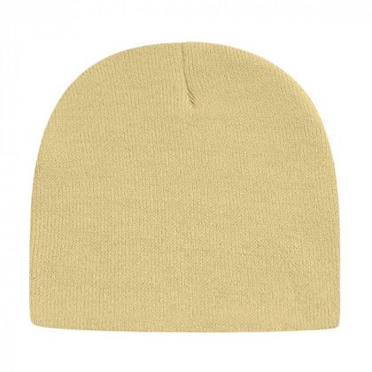 Logo Embroidered Custom Solid Knit Beanies - Vegas Gold