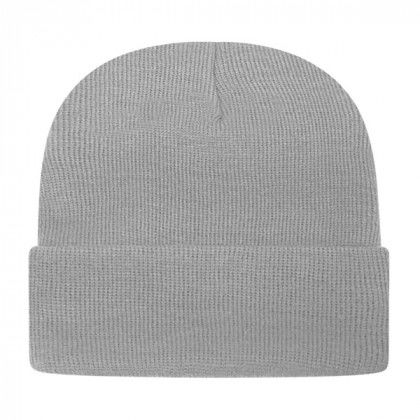 Solid Knit Cap with Cuff Silver