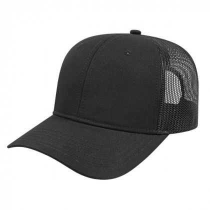 Modified Flat Bill with Mesh Back and Logo black-black