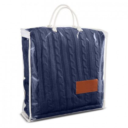 Bag for Debossed Navy Cable Knit Sherpa Throw