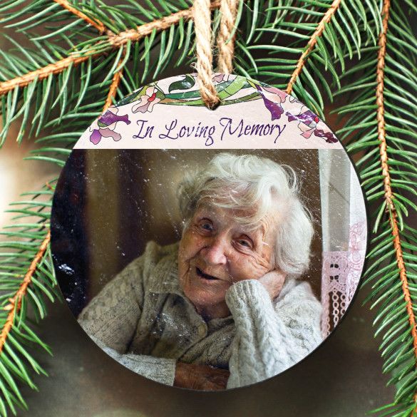 In Loving Memory Slate Stone Photo Memorial Ornament