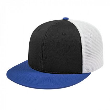 3D Logo Flexfit Performance Trucker Cap - Black/royal/white