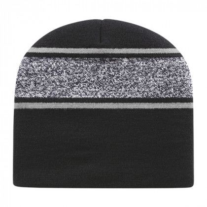 Custom USA Made Embroidered Knit Beanie with Variegated Yarn | Embroidered Beanies - Silver