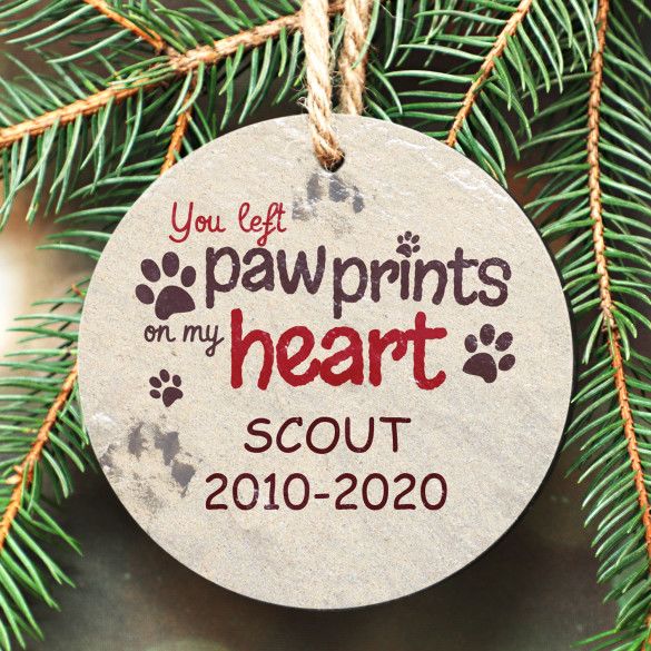 Pawprints On My Heart Personalized Slate Stone Ornament
