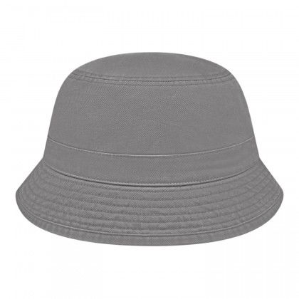 Gray Embroidered Washed Twill Bucket Hat