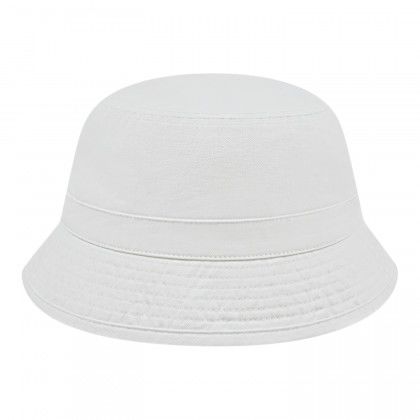 White Embroidered Washed Twill Bucket Hat