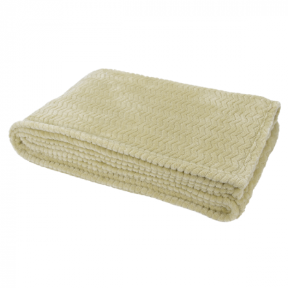 Embroidered Logo Microfiber Wave Blanket - Tan - side view